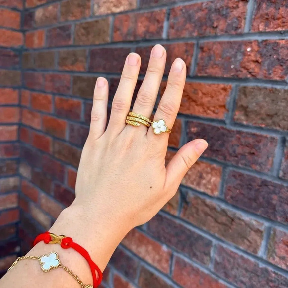 Serpenti Snake Silver Gold Triple Crystal Resizable Ring - Picture 10 of 17